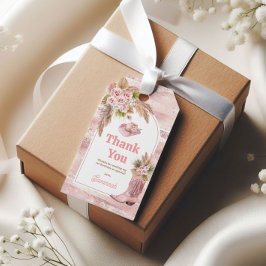 Roze Boho eerste Rodeo 1e verjaardag Cadeaulabel