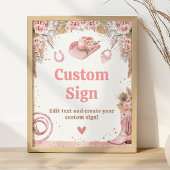 Roze Boho Eerste Rodeo 1e Verjaardag Custom Sign Poster