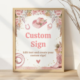 Roze Boho Eerste Rodeo 1e Verjaardag Custom Sign Poster