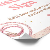 Roze Boho Eerste Rodeo 1e Verjaardag Custom Sign Poster (Hoek)