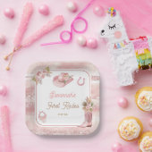 Roze Boho eerste Rodeo 1e verjaardag Papieren Bordje (Feest)