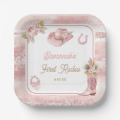 Roze Boho eerste Rodeo 1e verjaardag Papieren Bordje (Voorkant)