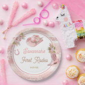 Roze Boho eerste Rodeo 1e verjaardag Papieren Bordje (Feest)