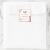 Roze Boho eerste Rodeo 1e verjaardag Vierkante Sticker (Tas)