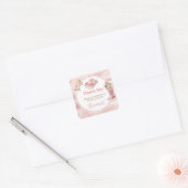 Roze Boho eerste Rodeo 1e verjaardag Vierkante Sticker (Envelop)