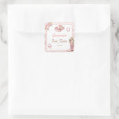 Roze Boho eerste Rodeo 1e verjaardag Vierkante Sticker (Tas)