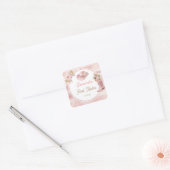 Roze Boho eerste Rodeo 1e verjaardag Vierkante Sticker (Envelop)