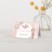 Roze Boho Eerste Rodeo 1e Verjaardag Voedsel Label Plaatskaartje (Voorkant)