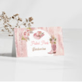 Roze Boho Eerste Rodeo 1e Verjaardag Voedsel Label Plaatskaartje