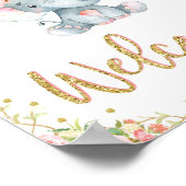 Roze Boho Elephant Baby shower Welkom Sign Decor Poster (Hoek)