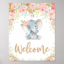 Roze Boho Elephant Baby shower Welkom Sign Decor Poster