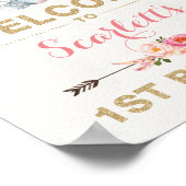 Roze Boho Elephant First Birthday Welcome Sign Poster (Hoek)