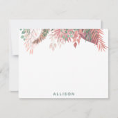 Roze Boho Floral - Aangepaste platte Kaart Notitiekaartje (Voorkant)