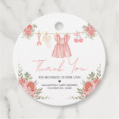 Roze Boho Floral Baby shower Ronde Bedankjes Labels (Voorkant)