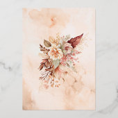 Roze Boho Floral Baby shower Roos Gold Folie Uitnodiging (Achterkant)