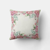 Roze BOHO Floral Border Rozen Fern Baby Name Stats Kussen (Achterkant)