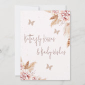 Roze Boho Floral Butterfly Kisses Baby shower Kaart (Achterkant)