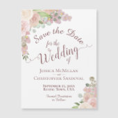 Roze Boho Floral Calligrafie Save the Date Magnet (Voorkant)