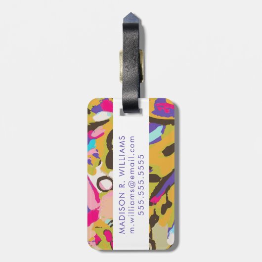 Roze Boho Floral I Bagagelabel (Achterkant verticaal)