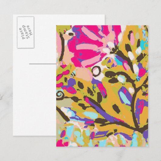 Roze Boho Floral I Briefkaart (Voorkant / Achterkant)