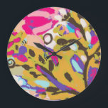 Roze Boho Floral I Grote Klok<br><div class="desc">Pink Boho Floral I van Karen Fields</div>