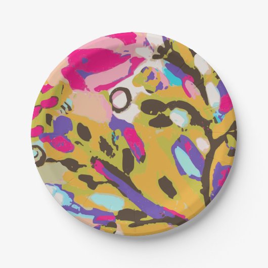 Roze Boho Floral I Papieren Bordje (Voorkant)