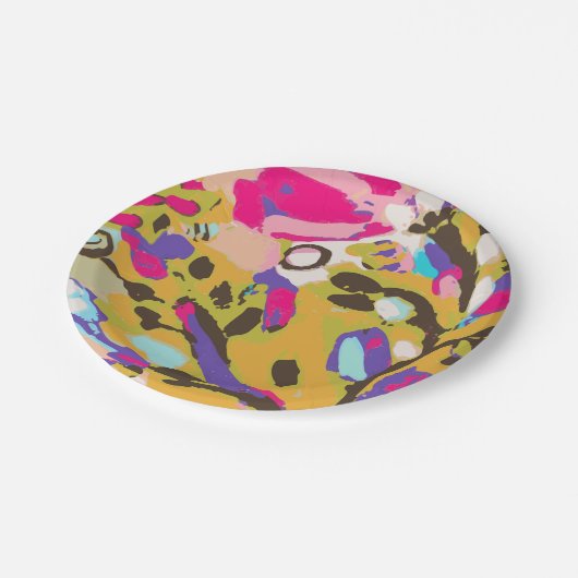 Roze Boho Floral I Papieren Bordje (Gekanteld)