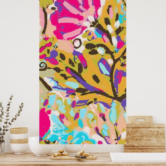 Roze Boho Floral I Poster (Keuken)