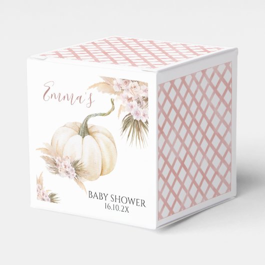 Roze Boho Floral Little Pumpkin Baby shower Bedankdoosjes (Voorkant Zijde)