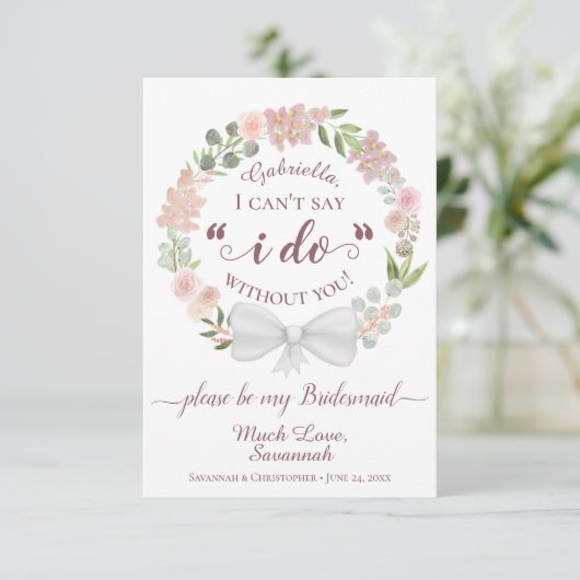 Roze Boho Floral, mijn Bridesmaïde Kaart (Staand voorkant)
