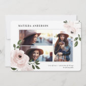 Roze  boho floral multi-photoafstuderen aankondiging (Voorkant)