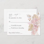 Roze Boho Floral no Meal RSVP (Voorkant / Achterkant)