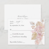 Roze Boho Floral no Meal RSVP Kaartje (Voorkant / Achterkant)