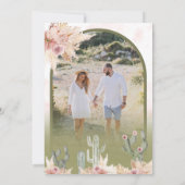 Roze Boho Floral Pampas Cactus Fotobruiloft Save The Date (Achterkant)