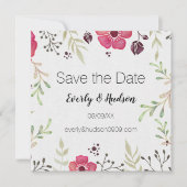 Roze Boho Floral Save the Date (Voorkant)