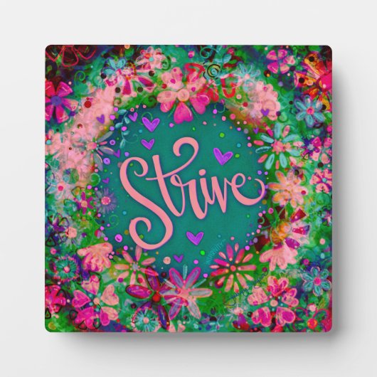  roze BoHo Floral Strive Inspirivity Ezel Fotoplaat (Voorkant)
