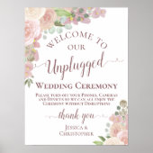  Roze Boho Floral Unplugged Wedding Ceremony Poster (Voorkant)