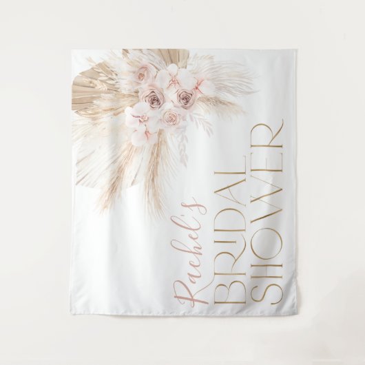 Roze Boho Floral Vrijgezellenfeest Backdrop Wandkleed (Voorkant)