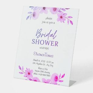 Roze boho floral vrijgezellenfeest reclamebord met voetstuk