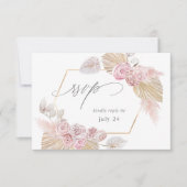 Roze Boho Floral w Meal RSVP (Voorkant)