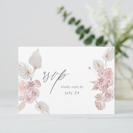 Roze Boho Floral w Meal RSVP 2 (Staand voorkant)