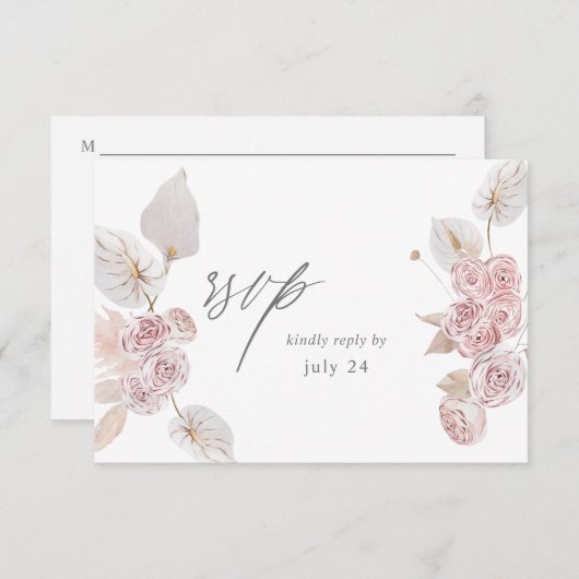 Roze Boho Floral w Meal RSVP 2 (Voorkant / Achterkant)