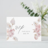 Roze Boho Floral w Meal RSVP 2 Kaartje (Staand voorkant)