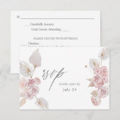 Roze Boho Floral w Meal RSVP 2 Kaartje (Voorkant / Achterkant)