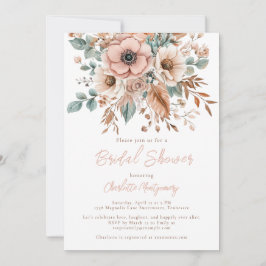 Roze Boho Flower & Feathers Elegant Vrijgezellenfe Kaart