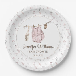 Roze boho girl kleding baby shower papier bord