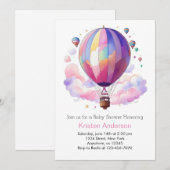 Roze Boho Hete Luchtballon Meisje Baby shower Kaart (Voorkant / Achterkant)