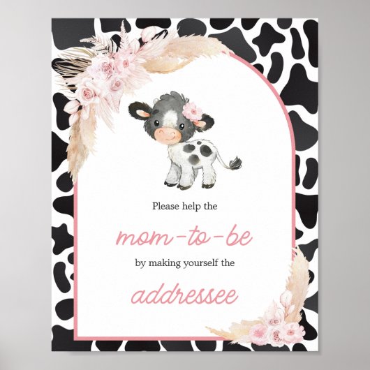 Roze Boho Highland Koe Envelope Station Poster (Voorkant)