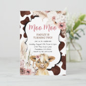 Roze Boho Highland Koe Verjaardag Kaart (Staand voorkant)