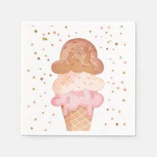 Roze Boho Ice Cream Cone Confetti Papieren servett Servet